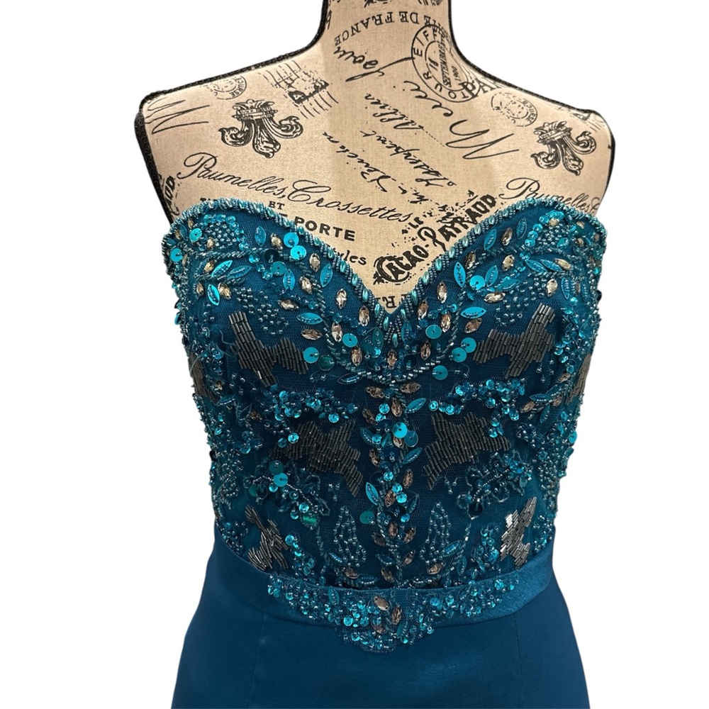 NWT Mac Duggal Formal Gown- Peacock - Picture 3 of 7